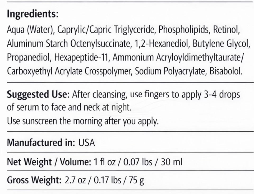 Retinol and Peptide Face Serum